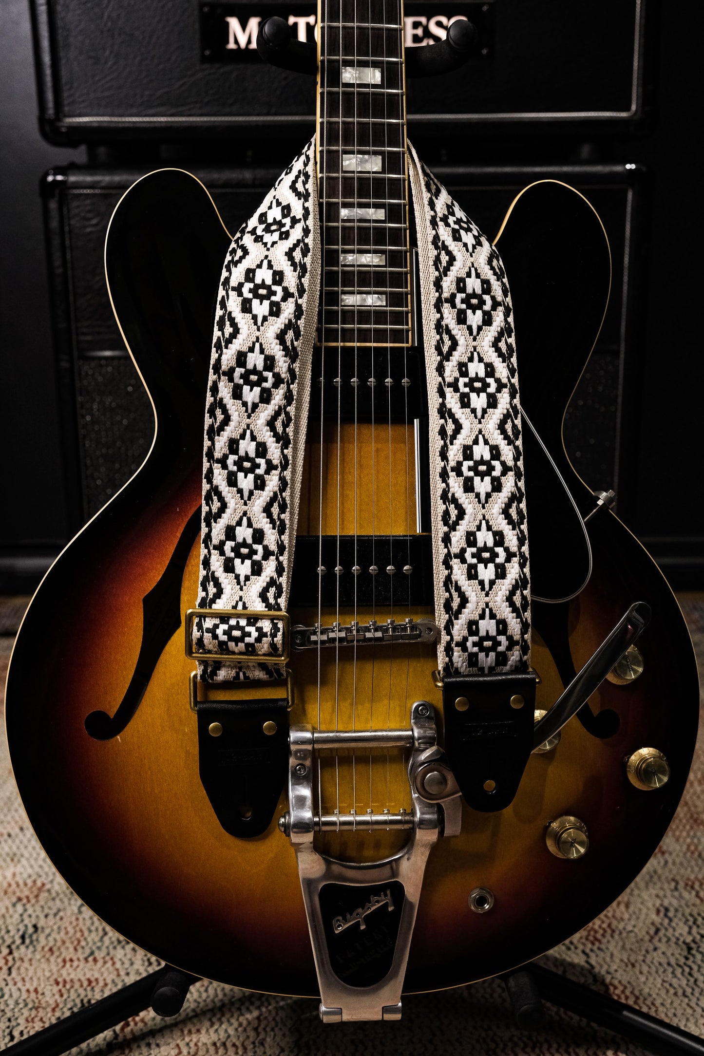 Marrakech black vintage retro guitar strap
